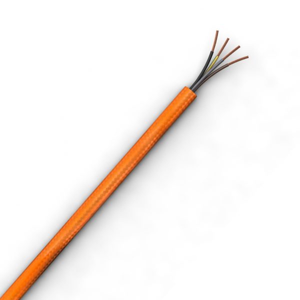 Picture shows a 4 core cable with an orange textile braid (BRO-043, BRO-045)