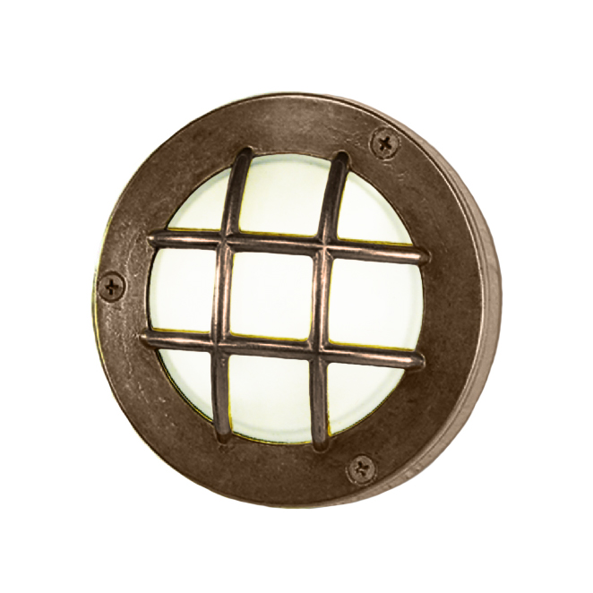 Moretti Luce 187.G9.AR Aged Brass Round Bulkhead With Grill