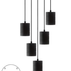Calex 965252 Cordset | 5 x E40 | Round | Aluminium | Black