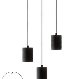 Calex 965250 Cordset | 3 x E40 | Round | Aluminium | Black