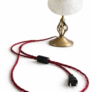 Twisted Fabric Electrical Lead Set with Inline Switch & Plug (US-Style)-70+ Colours