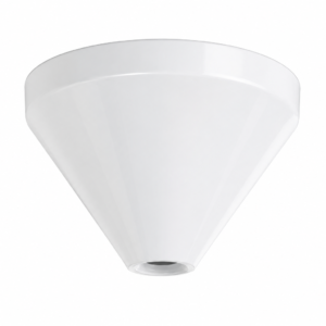 White Conical Rose ceiling canopy for pendant lighting installations, designed to conceal ceiling wiring and provide a clean, professional finish.